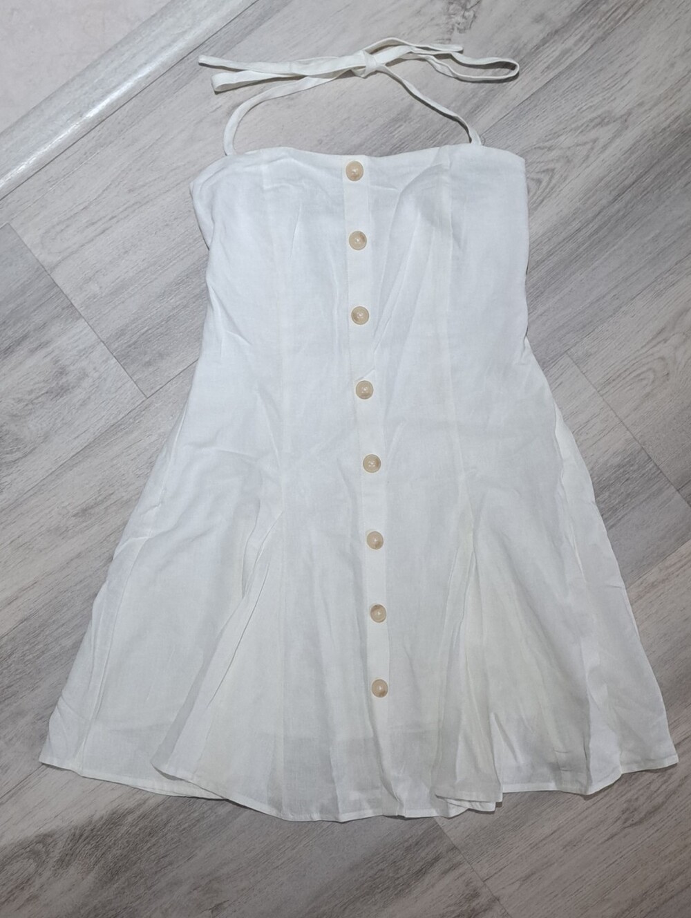 A New Day White Halter Button-Front Mini Dress